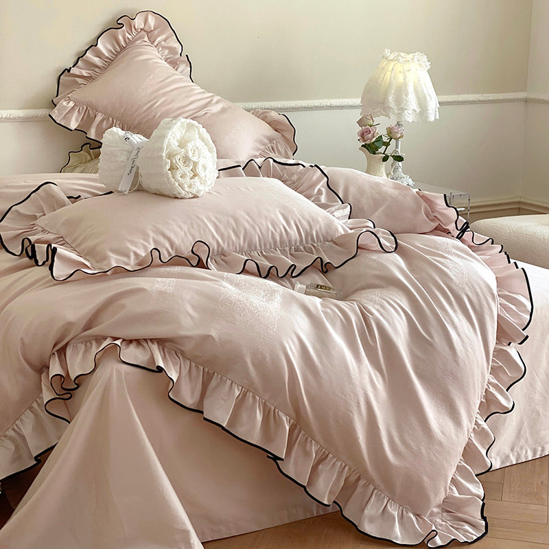 French Sweetheart Ruffle Egyptian Cotton Duvet Cover Set