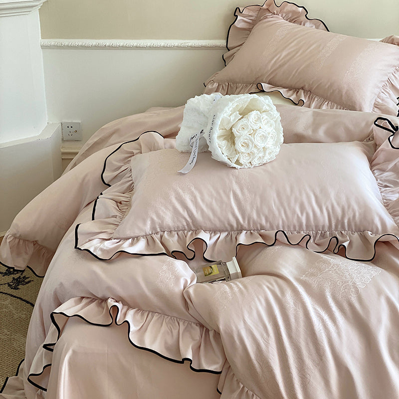 French Sweetheart Ruffle Egyptian Cotton Duvet Cover Set
