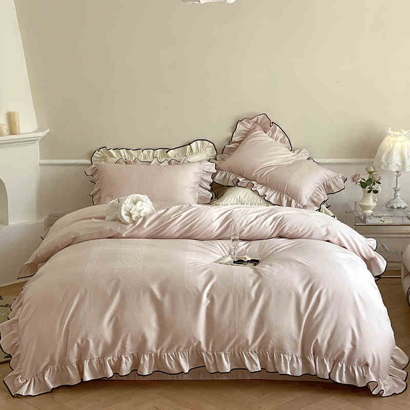 French Sweetheart Ruffle Egyptian Cotton Duvet Cover Set