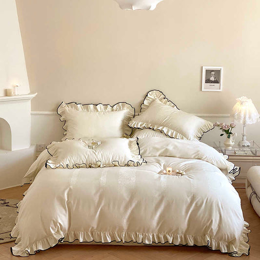 French Sweetheart Ruffle Egyptian Cotton Duvet Cover Set