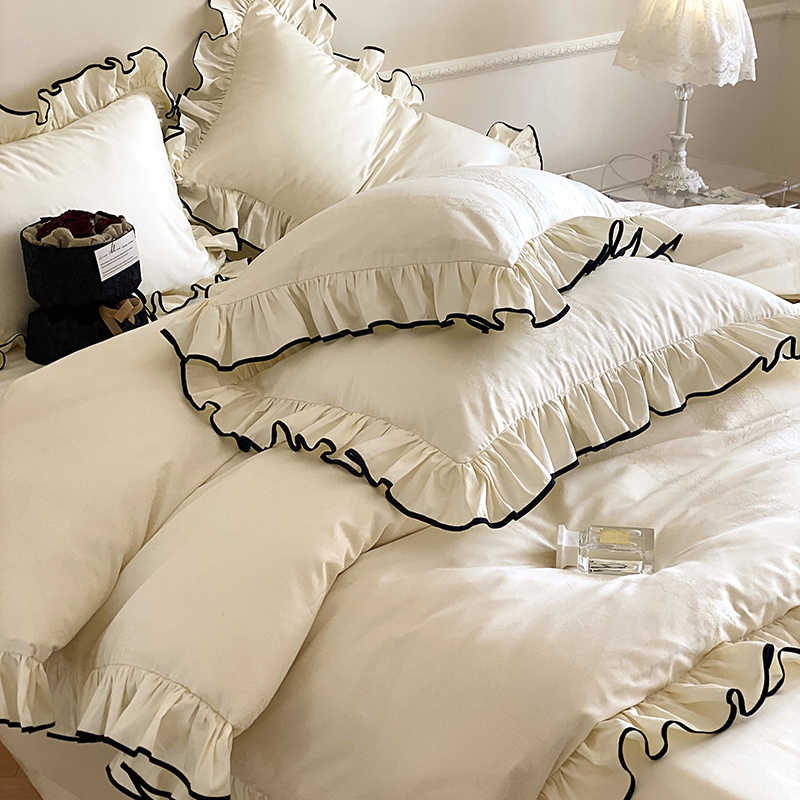 French Sweetheart Ruffle Egyptian Cotton Duvet Cover Set