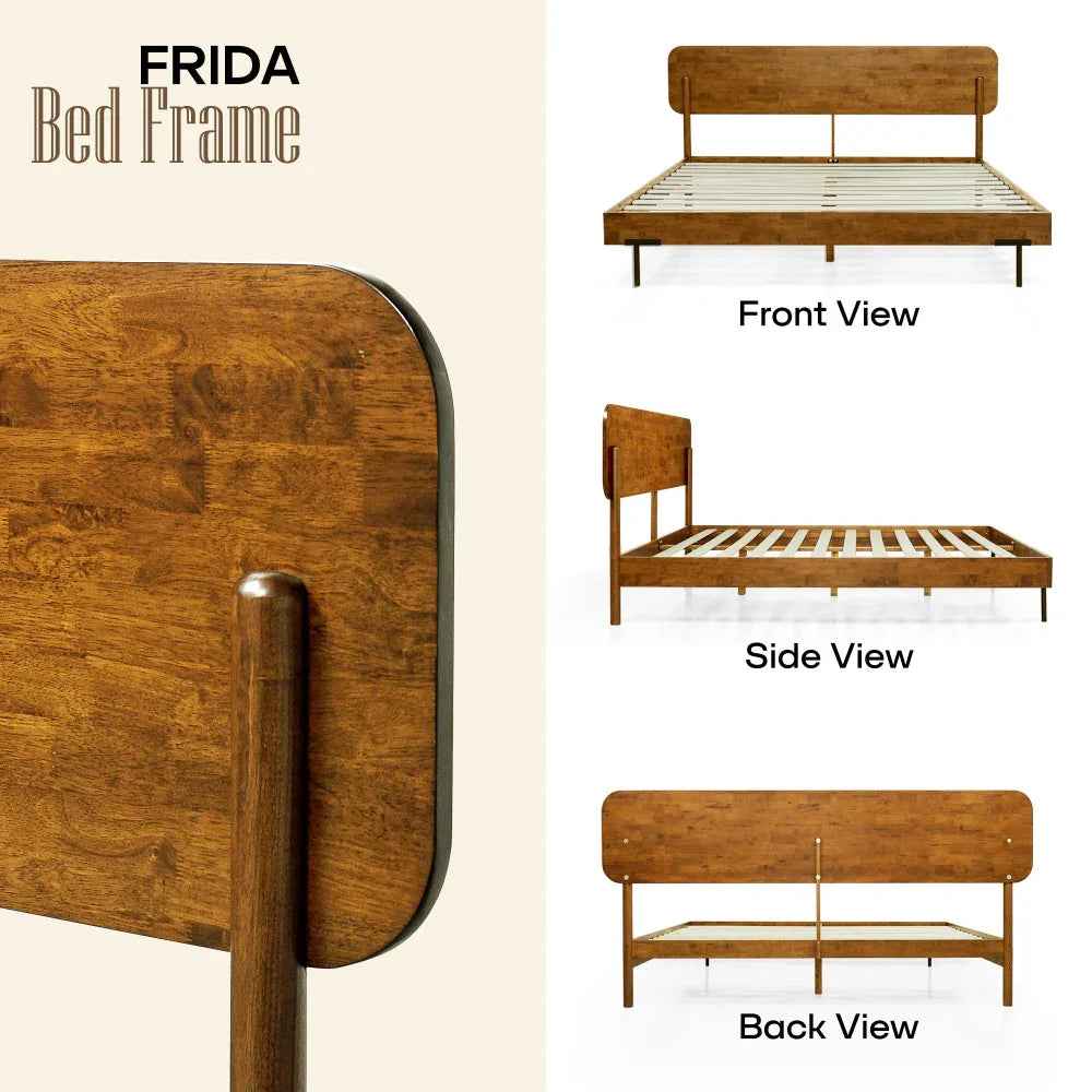 Frida Deluxe Solid Wood Bed Frame - Premium Quality Craftsmanship and Timeless Elegance