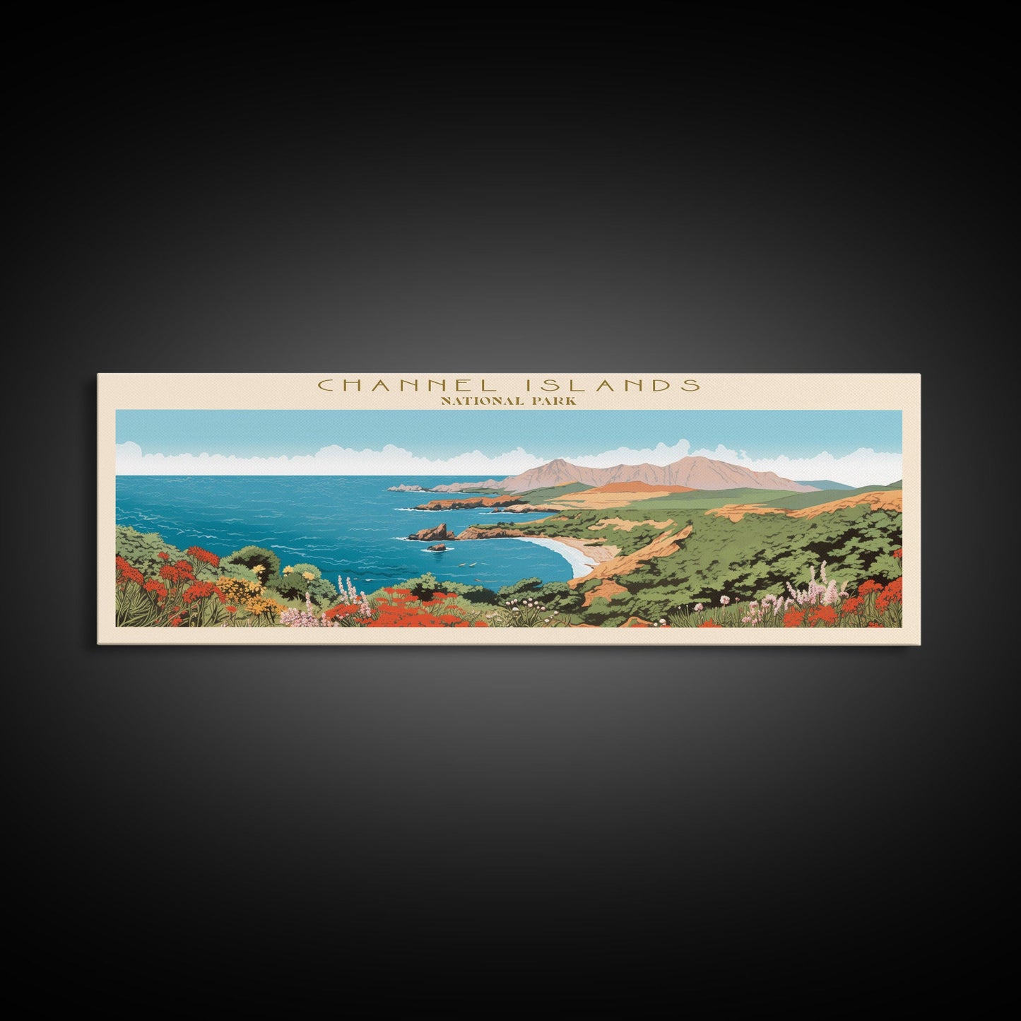 Channel Islands National Park Panoramic California Travel Art, National Park Print, Minimalist Travel Art, Midcentury Modern Style Landscape