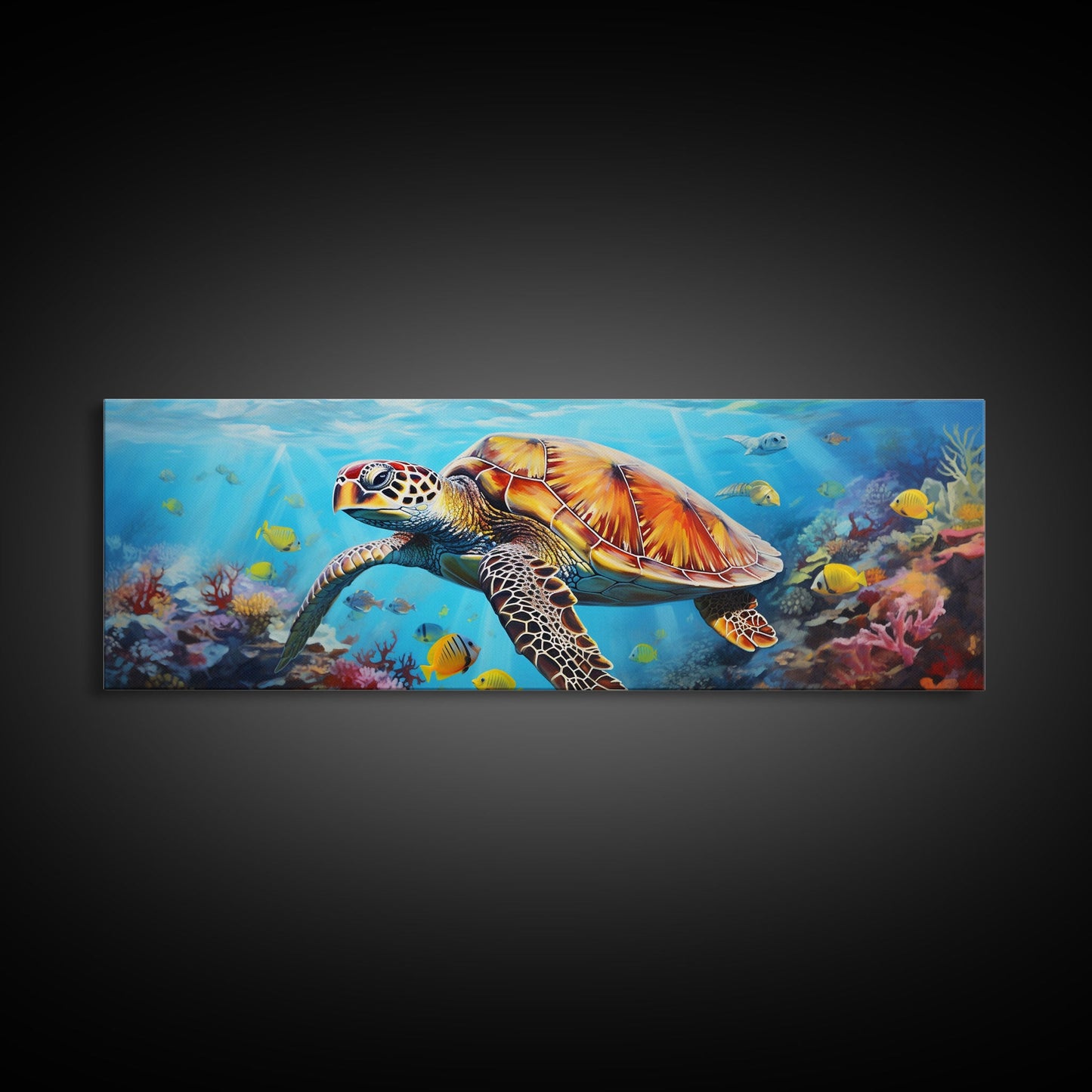 Sea Turtle Framed Canvas Print, Beautiful Sea Turtle Wall Art, Sea Turtle Print, Nursery Decor, Nursery Wall Art