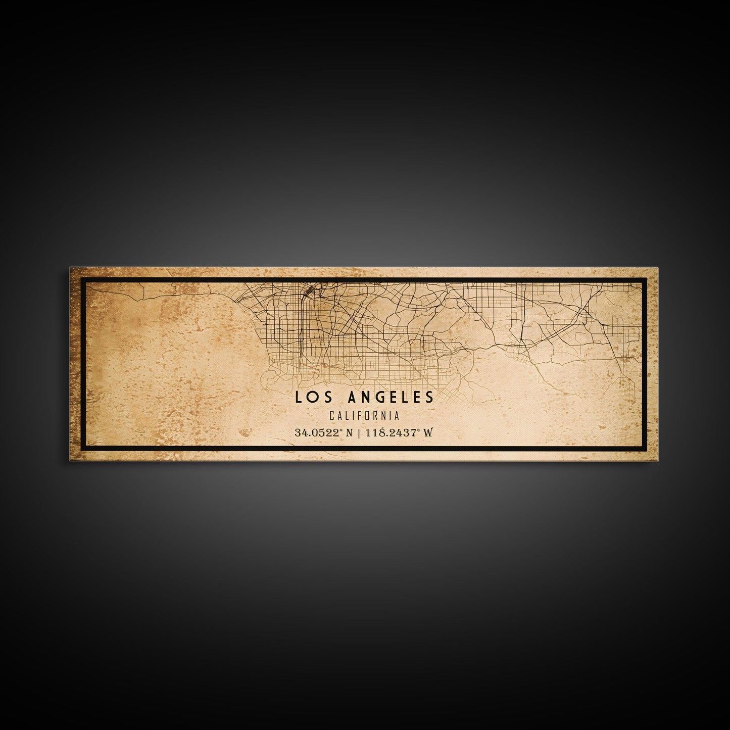 Panoramic Los Angeles Vintage Map Print | Los Angeles Map | California Map Art | City Road Map Poster | Distressed / Retro LA Street Art