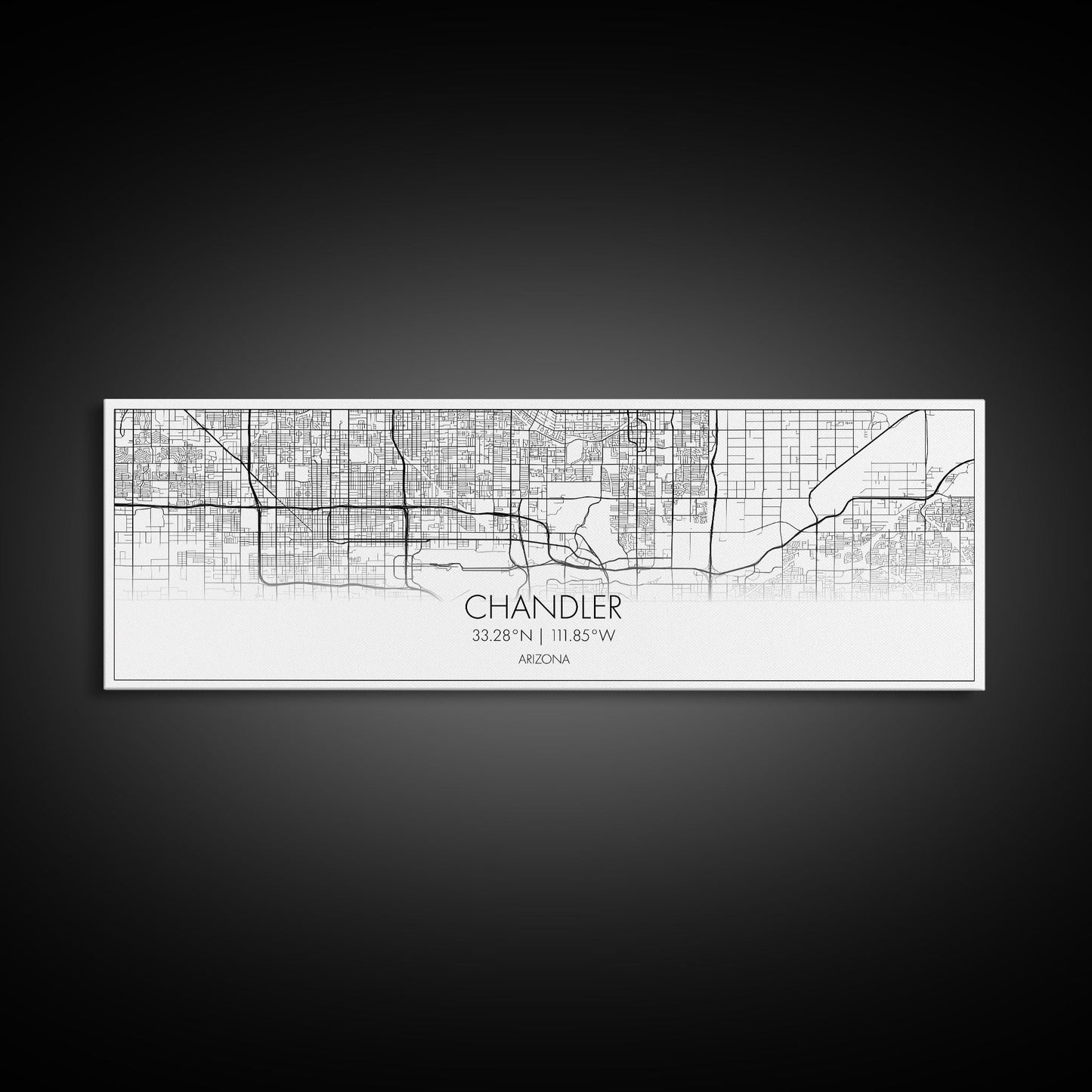 Panoramic Chandler City Map, Arizona Art, Map Print, Minimalist Wall Art, Canvas Art, Housewarming Gift, Street Map Art, Closing Gift