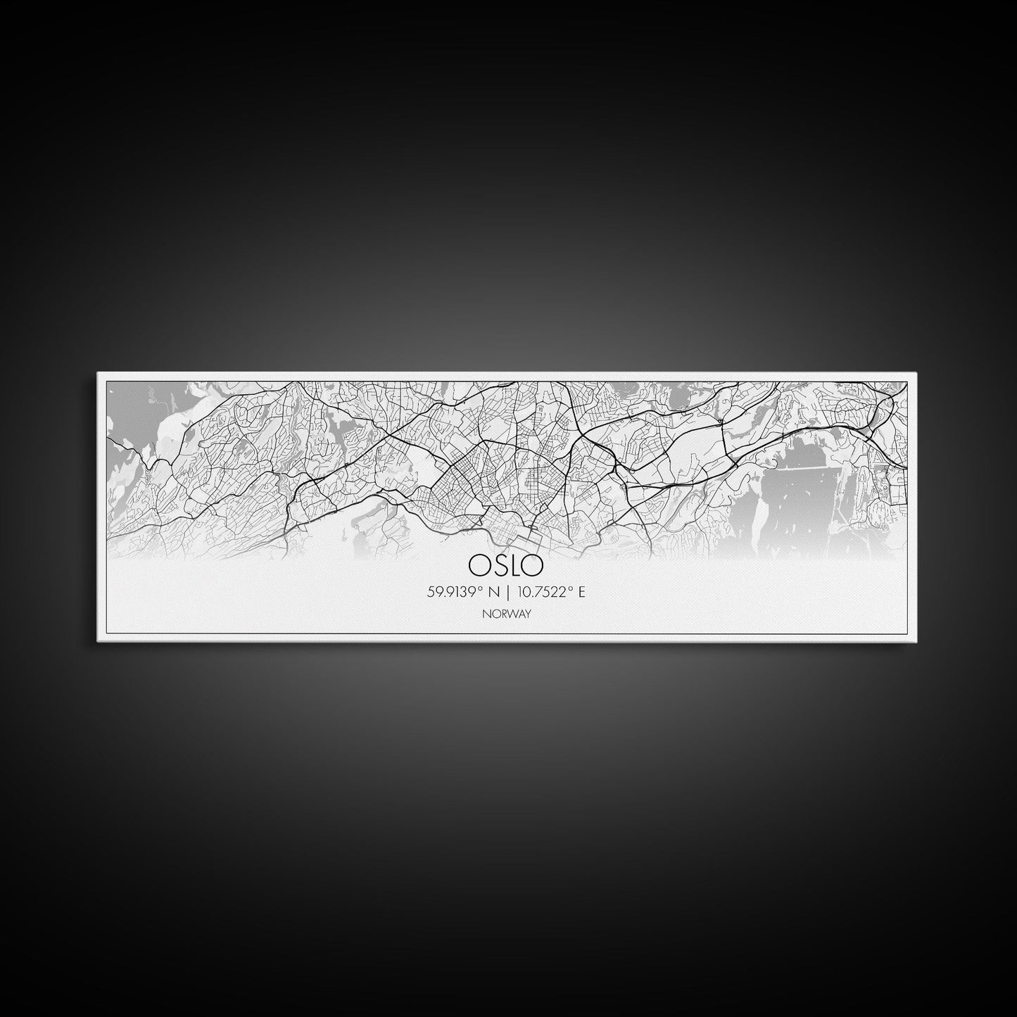 Panoramic Oslo City Map, Norway Art, Map Print, Minimalist Wall Art, Canvas Art, Housewarming Gift, Street Map Art, Closing Gift