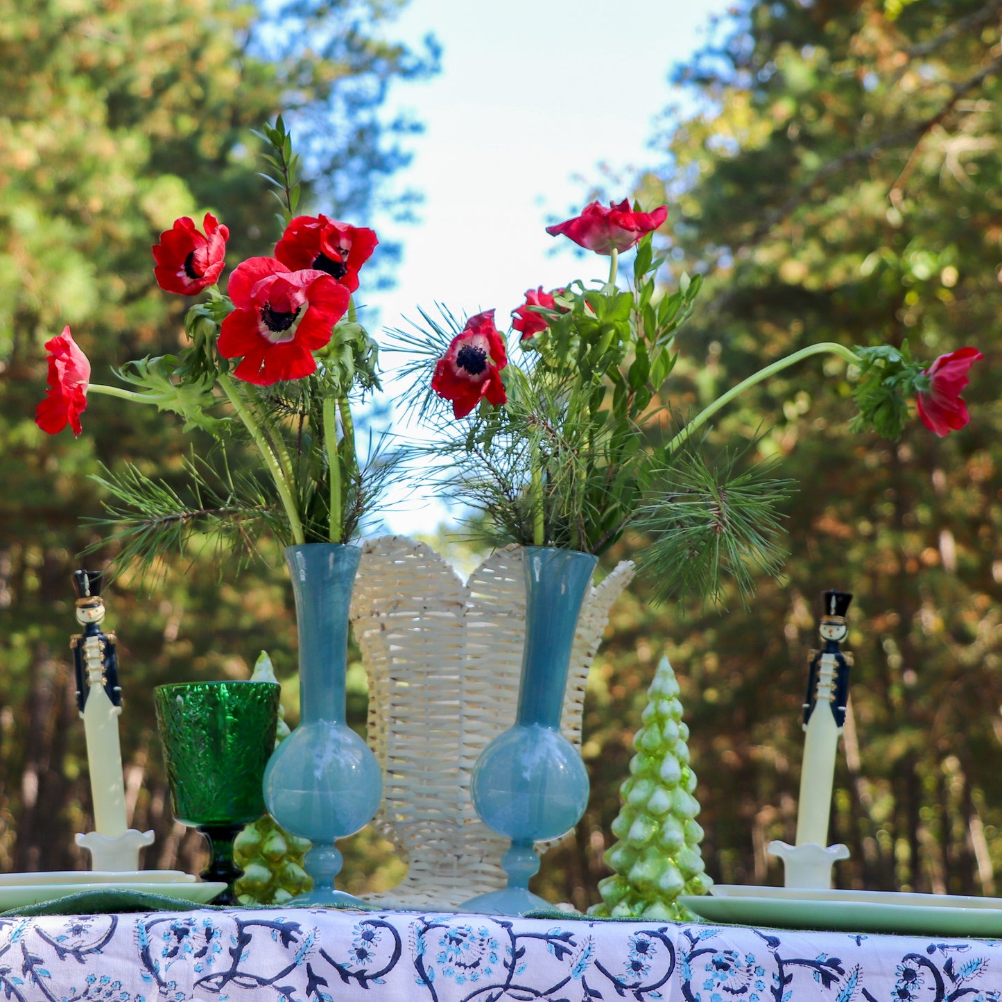 Frosted Blue Haze Vase - Pair
