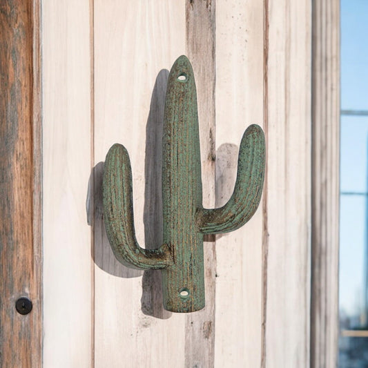 Desert-Inspired Cast Iron Cactus Hook, Southwestern Wall Decor Accent