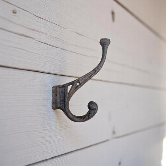 Vintage Cast Iron Ornate Hook - Rustic Western Farmhouse Wall Hanger, Cowboy Home Decor Accent