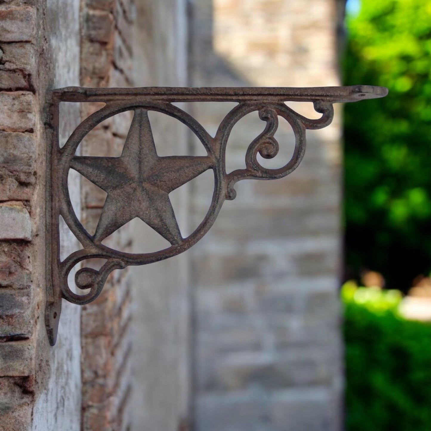 Rustic Star-Themed Cast Iron Bracket, Western Shelf Support Accent