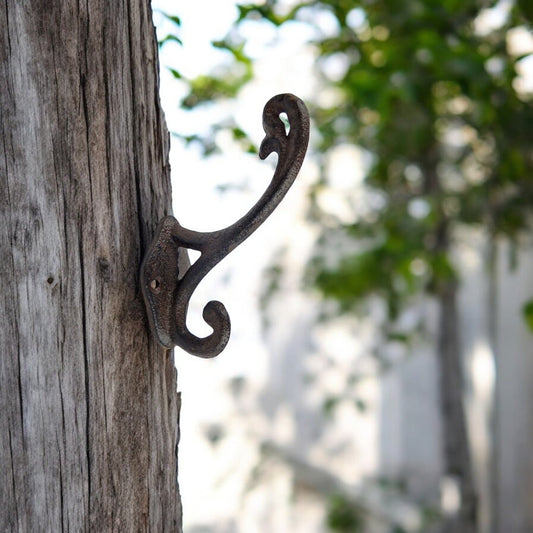 Classic Cast Iron Hook, Versatile Rustic Wall Organizer