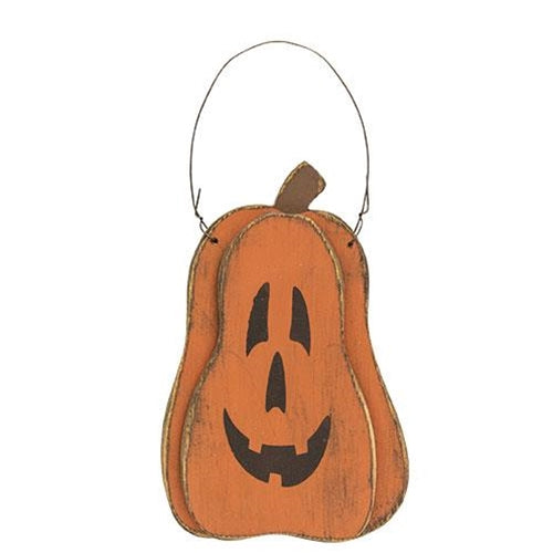 Distressed Layered Wood Hanging Jack O Lantern
