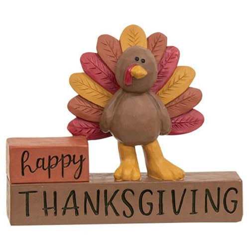 Happy Thanksgiving Resin Block w/Turkey