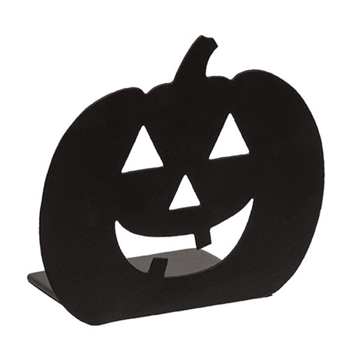 Black Metal Jack O Lantern Candle Plate - 3.5"H