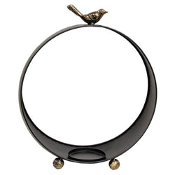 2/Set - Round Black Metal Bird Topped Pillar Lanterns