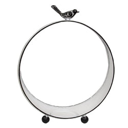 2/Set - Round White Metal Bird Topped Pillar Lanterns