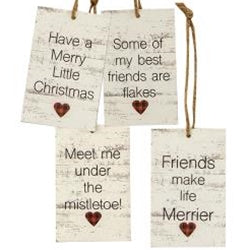 4/Set Friends Heart Tag Ornaments