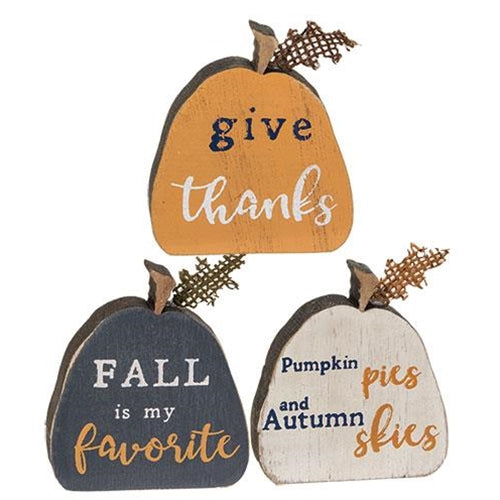 3/Set Fall Phrases Freestanding Pumpkins