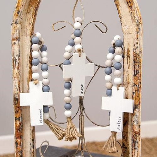 Hope Blessed Faith Beaded Cross Hanger 3 Asstd.