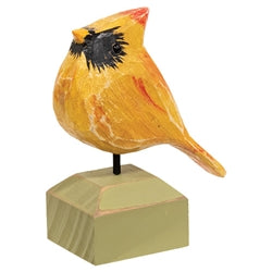 Carved Chunky Wood Female Cardinal on Base