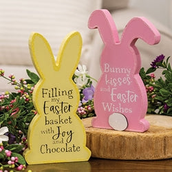 Bunny Kisses/Joy and Chocolate Wooden Bunny Sitter - 2 Asstd.