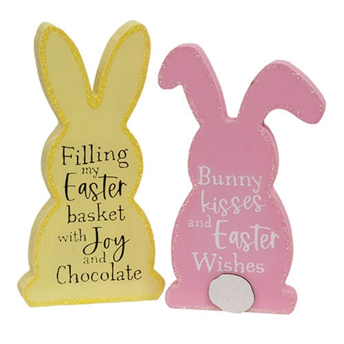 Bunny Kisses/Joy and Chocolate Wooden Bunny Sitter - 2 Asstd.