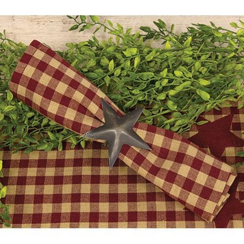 Burgundy & Tan Check Fabric Napkin