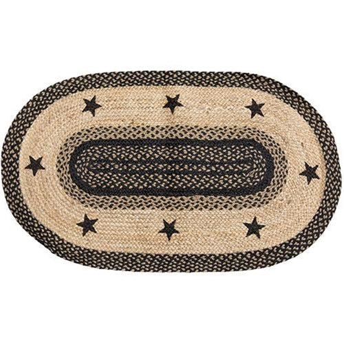 Braided Black Star Jute Rug 27x48