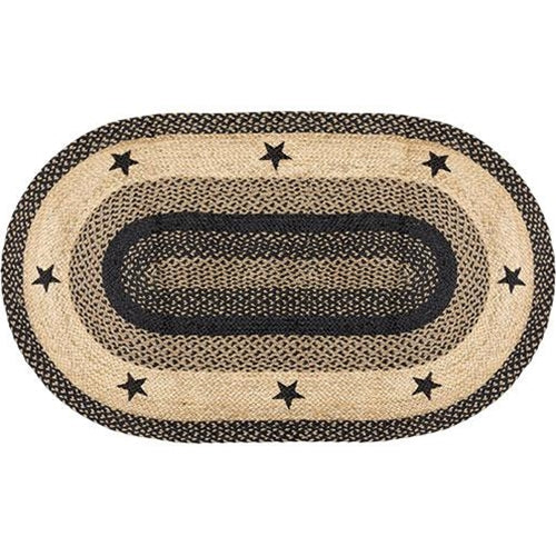 Braided Black Star Jute Rug 3'x5'