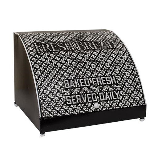 Rustic Black Embossed Bread Box