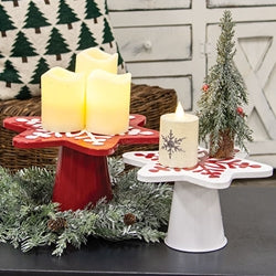 2/Set - Distressed Metal Snowflake Risers