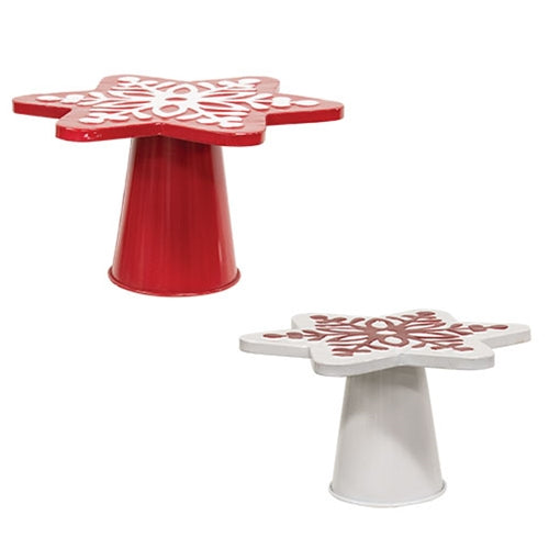 2/Set - Distressed Metal Snowflake Risers