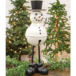 Distressed Metal Standing Top Hat Snowman - 21"H