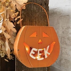 Distressed Metal "EEK" Jack O Lantern Luminary