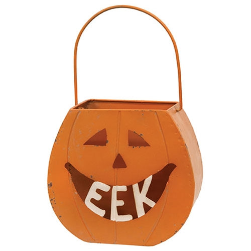 Distressed Metal "EEK" Jack O Lantern Luminary