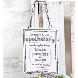Lavender & Leaf Apothecary Hanging Metal Sign