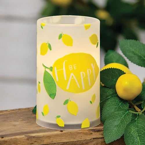Be Happy Lemon Timer Pillar 3" x 5"