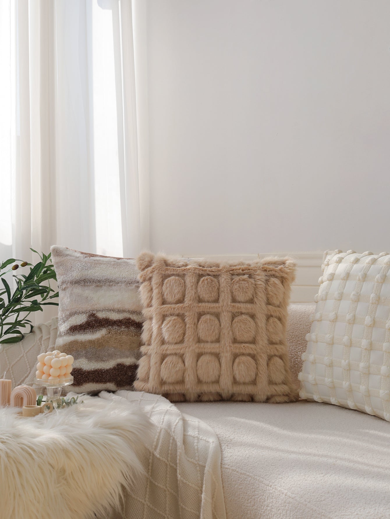 Combo Set of 4 Throw Pillow Covers AND Inserts mixed well styles one of each size 18"x18