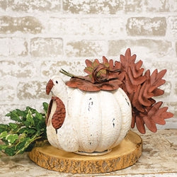 Distressed Metal Turkey Pumpkin w/Lid