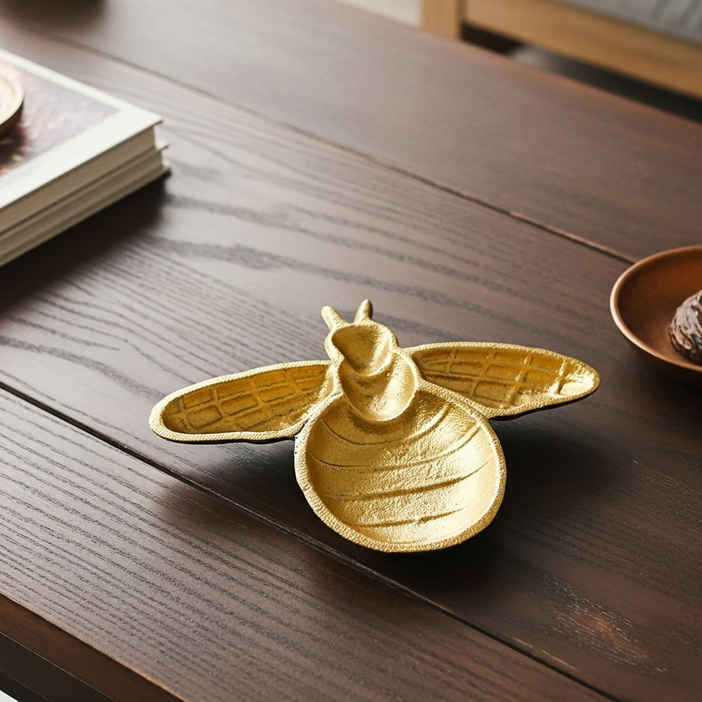 Bee Trinket Dish Gold Cast Iron Home Decor