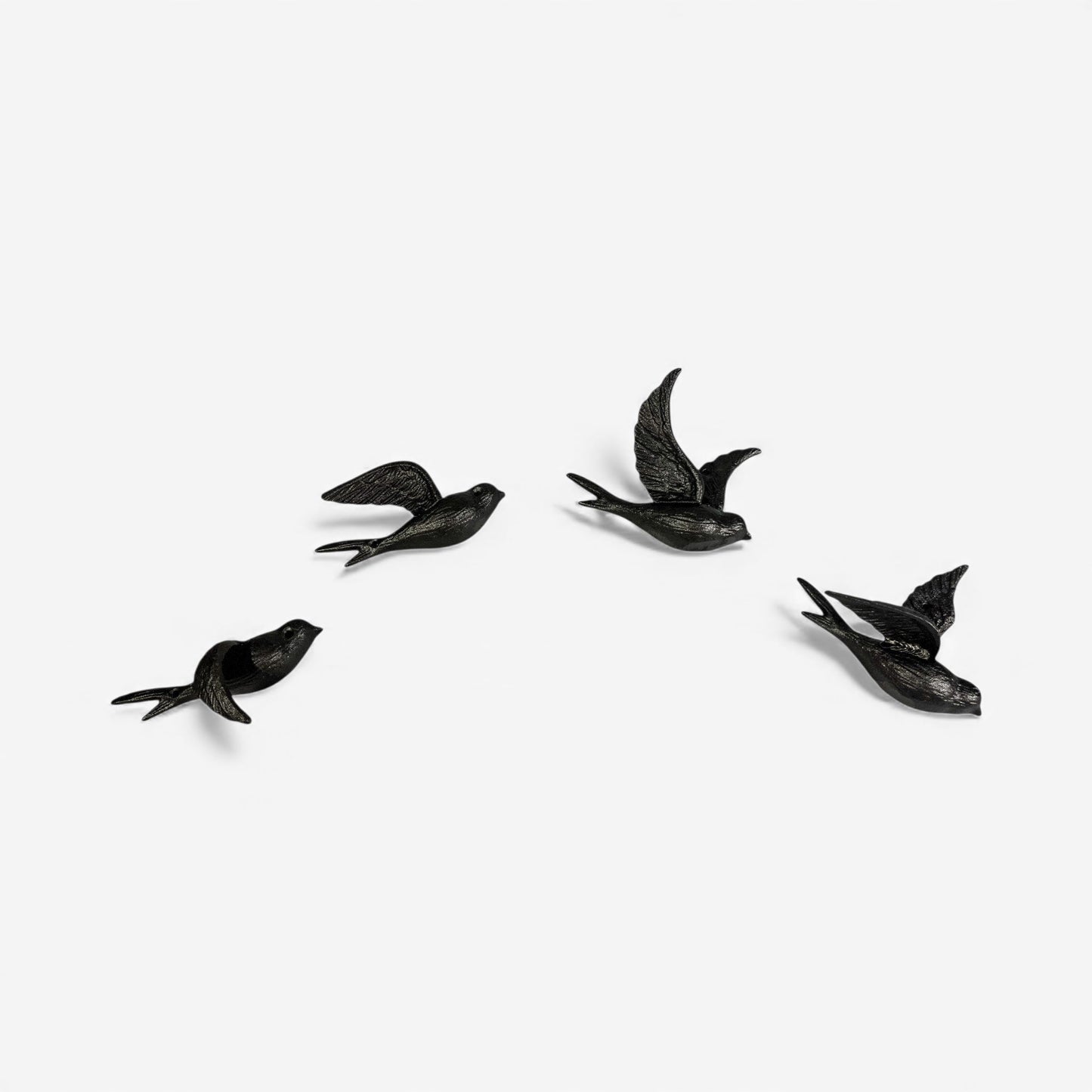 Bird Wall Hooks Set of 4, Rustic Home Decor, Natural Iron Finish