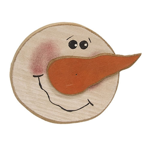 Distressed Wooden Carrot Nose Snowman Sitter