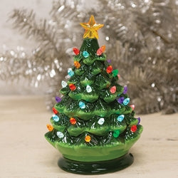 Ceramic Retro Green Light Up Tree - 8.5"H