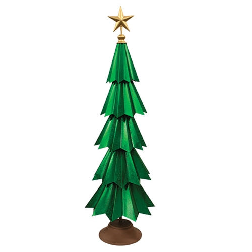Distressed Green Metal Christmas Tree - 59.5"H