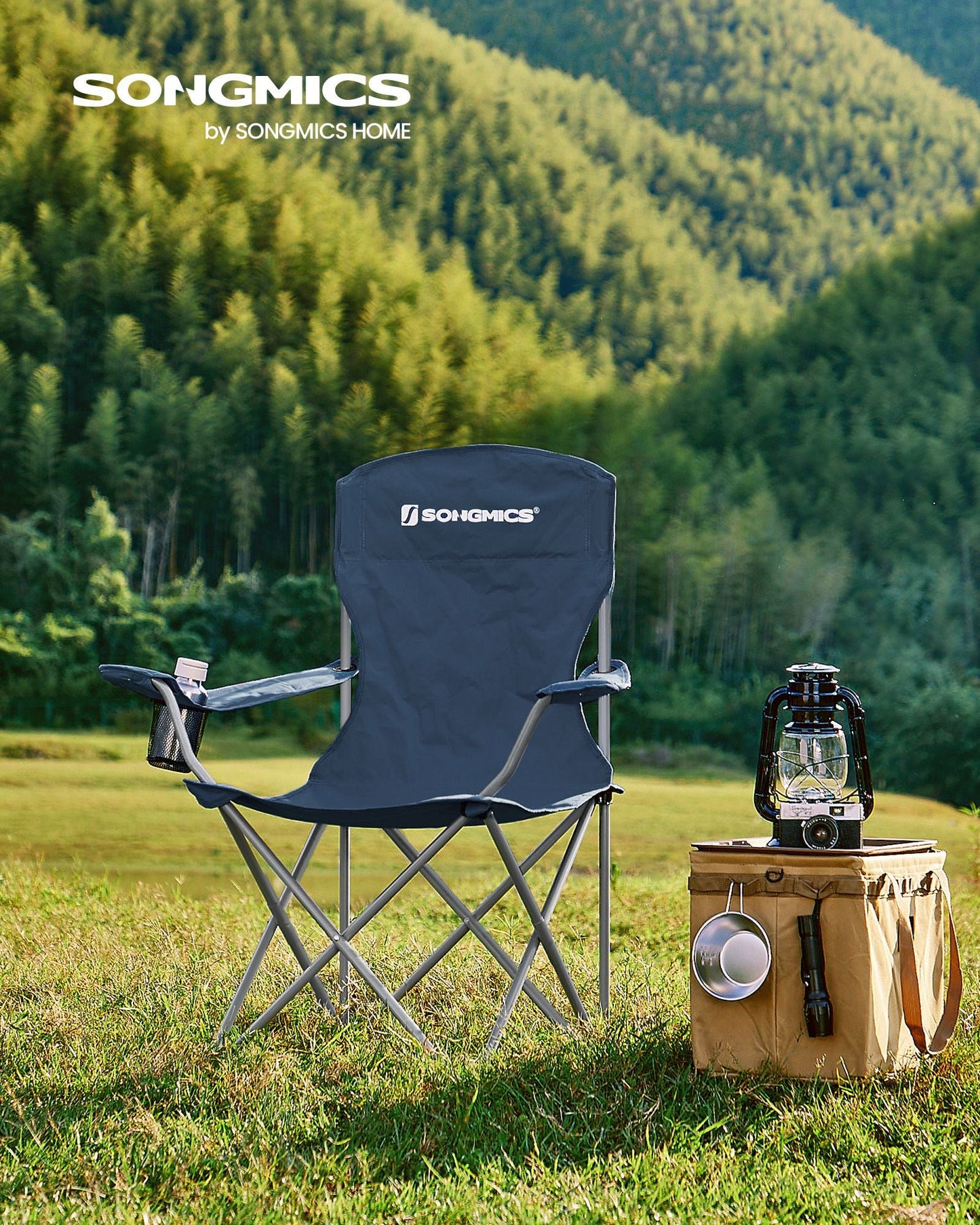 Set of 2 Folding Camping Chairs Max. Capacity 330 lb Twilight Blue