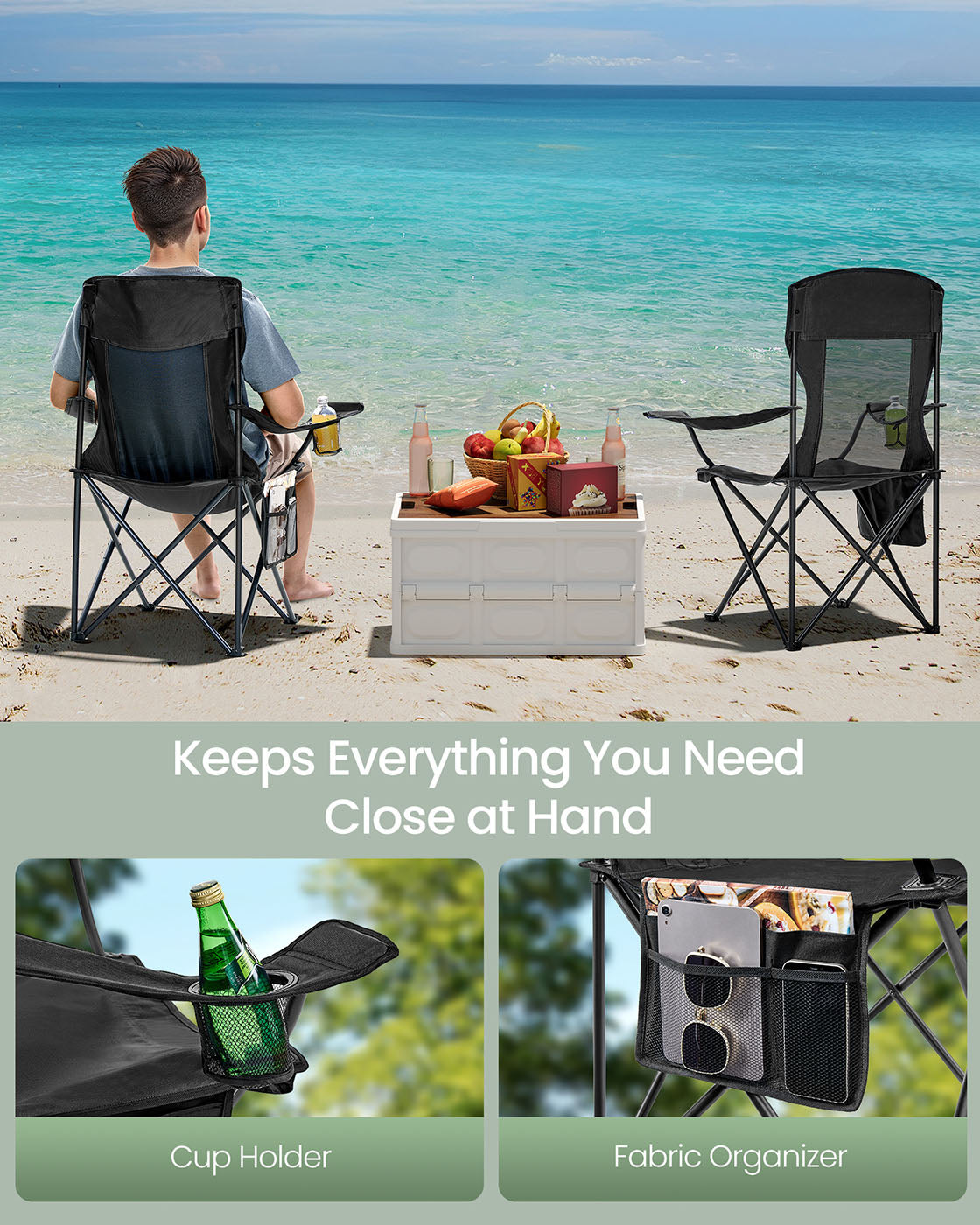 Foldable Sports Chairs Set of 2