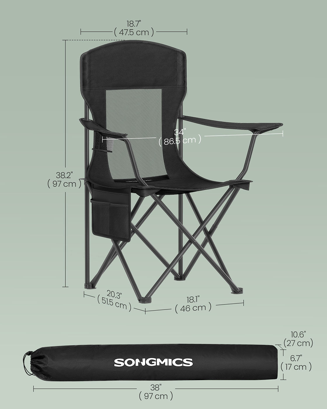 Foldable Sports Chairs Set of 2