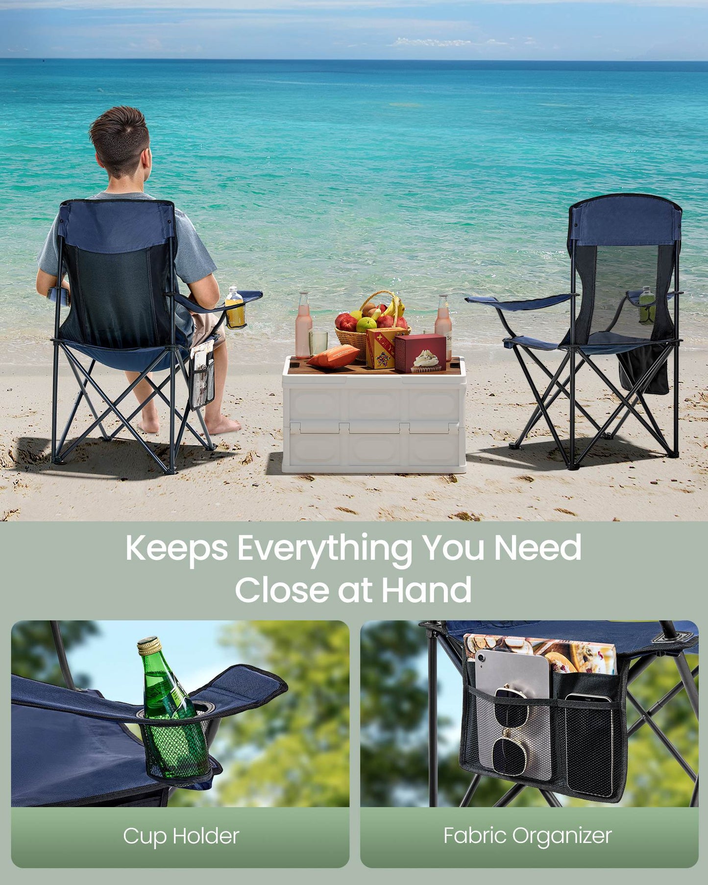 Foldable Sports Chairs Set of 2