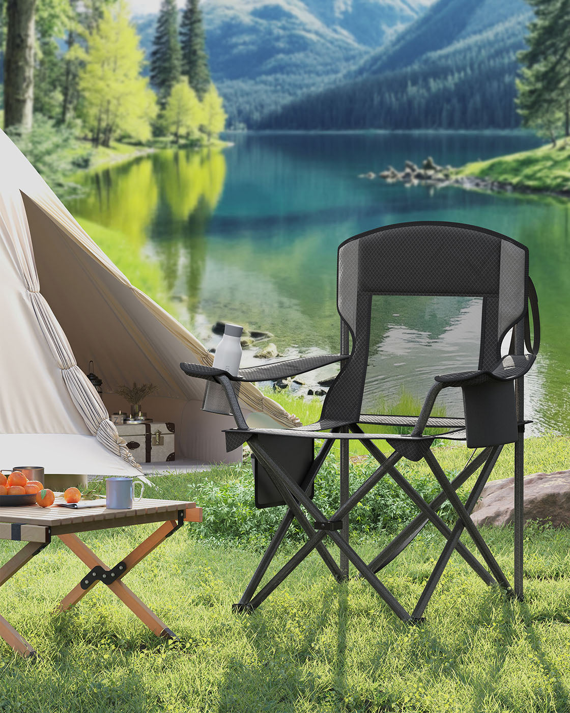 Outdoor Folding Chair, 352 lb Weight Capacity